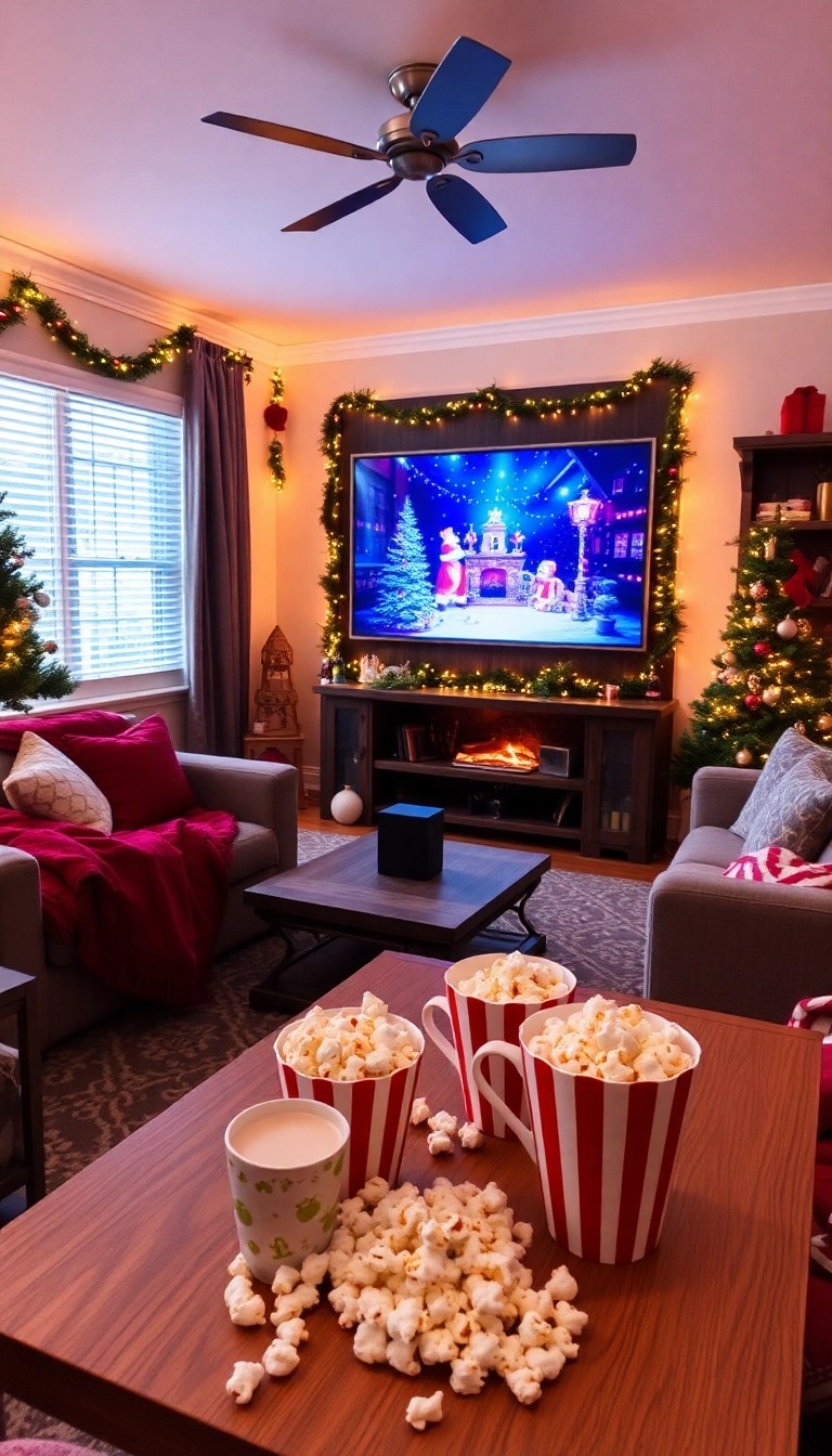 14 Kid-Friendly Christmas Home Decoration Ideas That Everyone Will Love! - 14. Themed Christmas Movie Night
