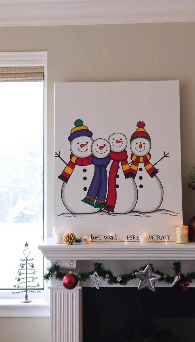 14 Kid-Friendly Christmas Home Decoration Ideas That Everyone Will Love! - 4. Snowman Family Portrait