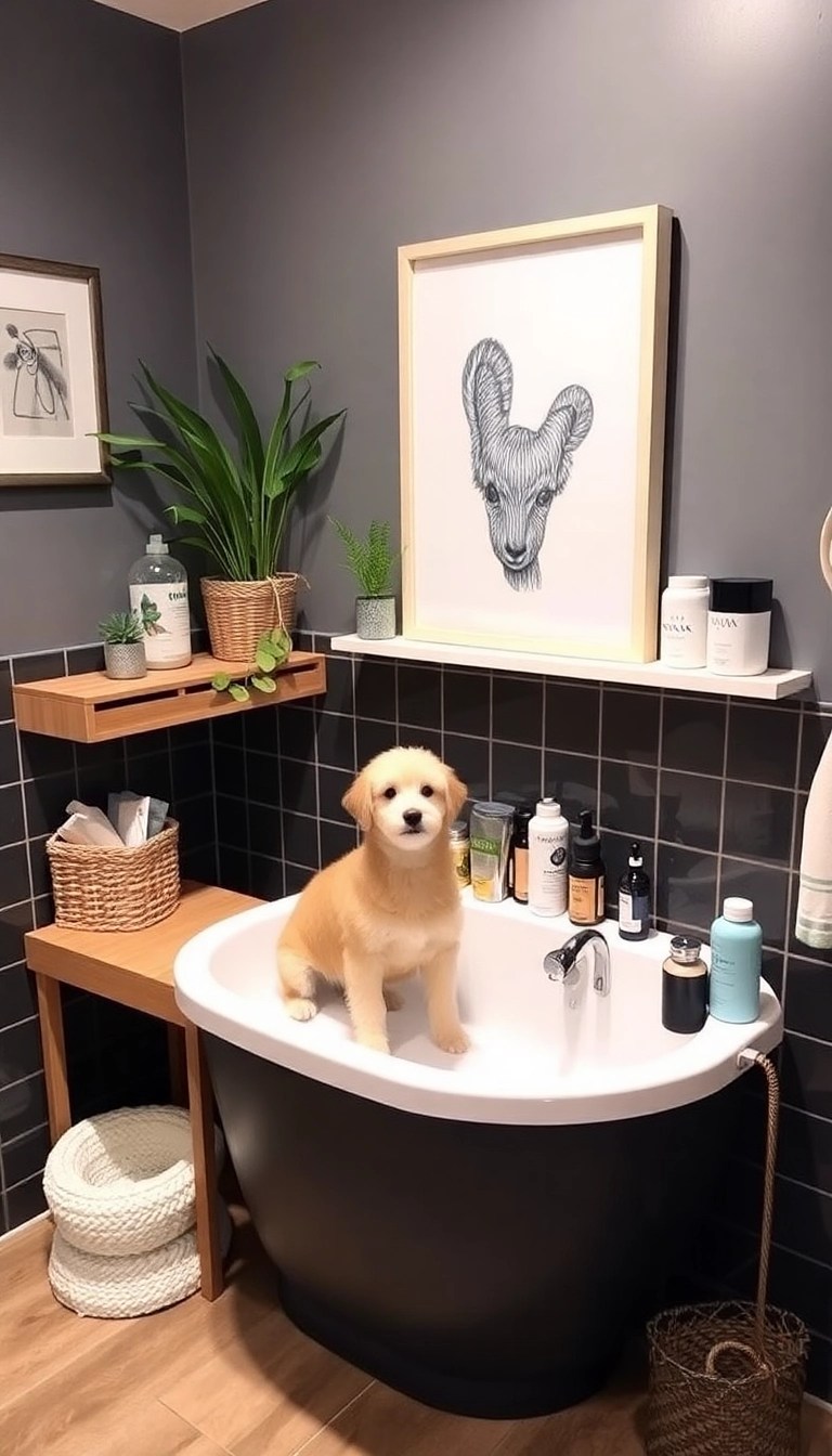 15 Stunning Pet Area Designs That'll Have Your Friends Asking for Your Secrets! - 10. Chic Pet Bathing Station