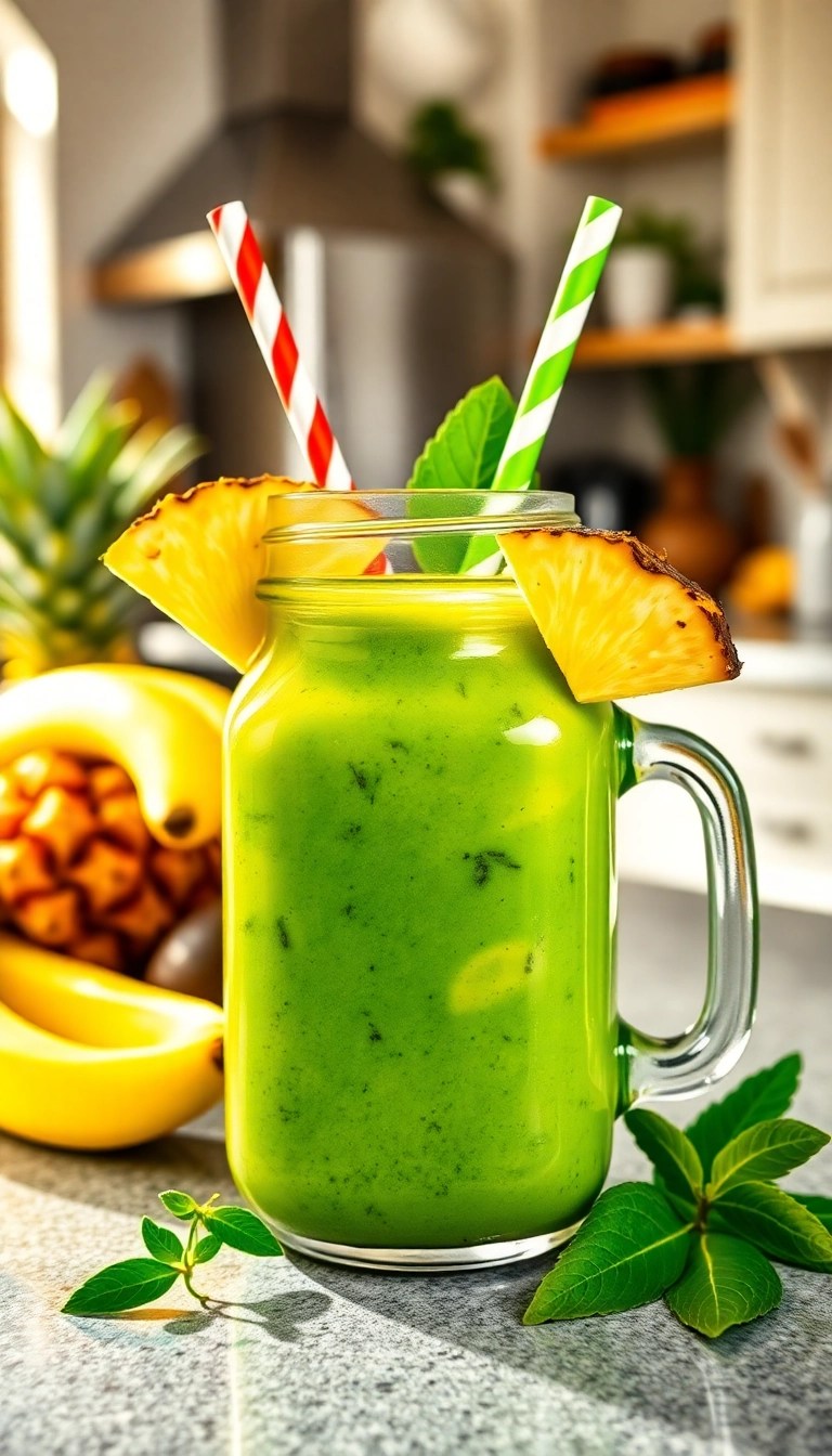 16 Delicious Vegan Summer Cooler Drinks That Are Perfect for Hot Days (You Won't Believe #5!) - 12. Tropical Green Smoothie