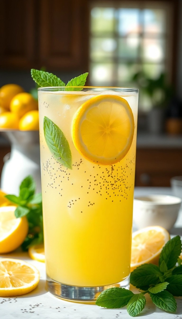 16 Delicious Vegan Summer Cooler Drinks That Are Perfect for Hot Days (You Won't Believe #5!) - 9. Chia Seed Lemonade
