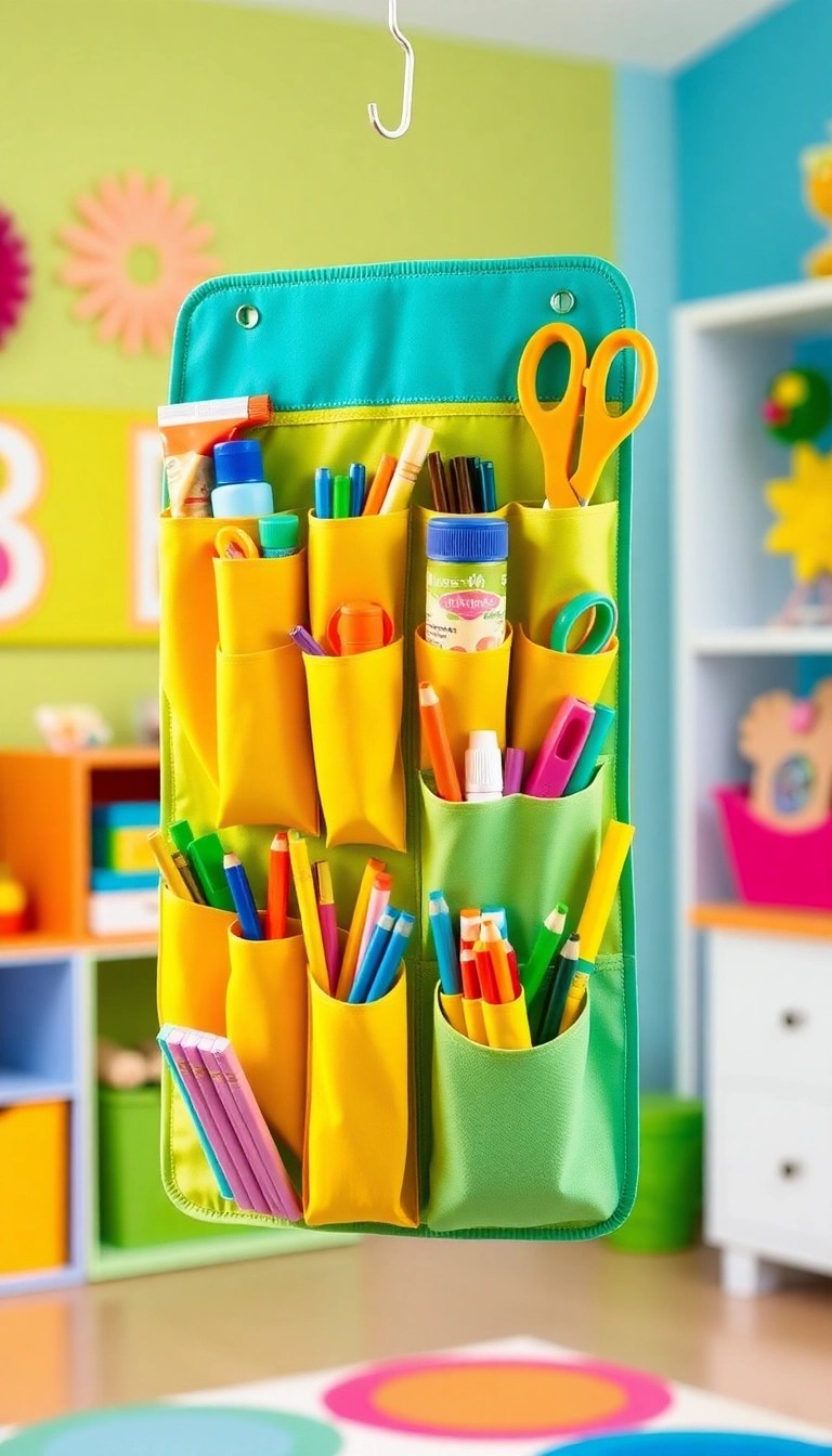 16 Fun Storage Space Hacks for Kids' Rooms That Parents Will Love! - 2. Hanging Shoe Organizers for Craft Supplies