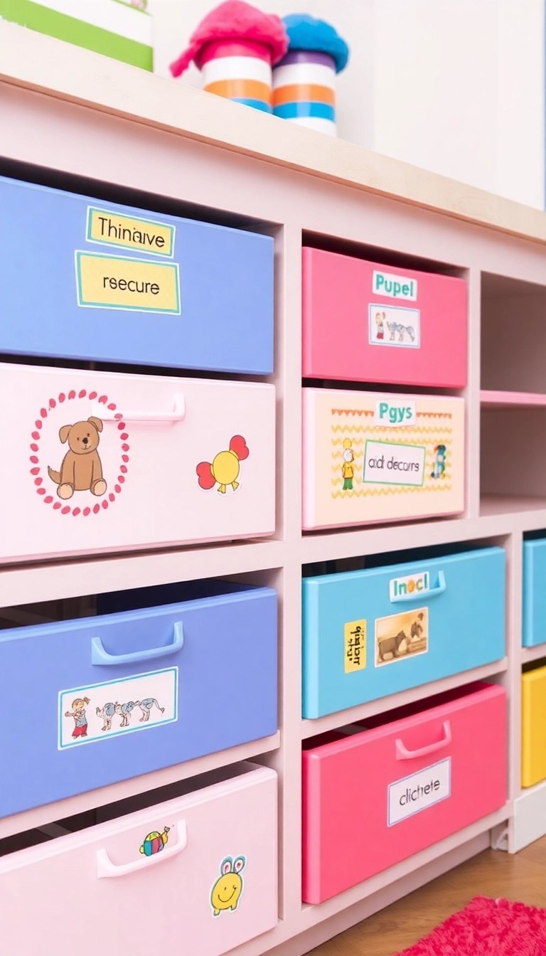 16 Fun Storage Space Hacks for Kids' Rooms That Parents Will Love! - 5. Fun Labeling for Kids' Drawers