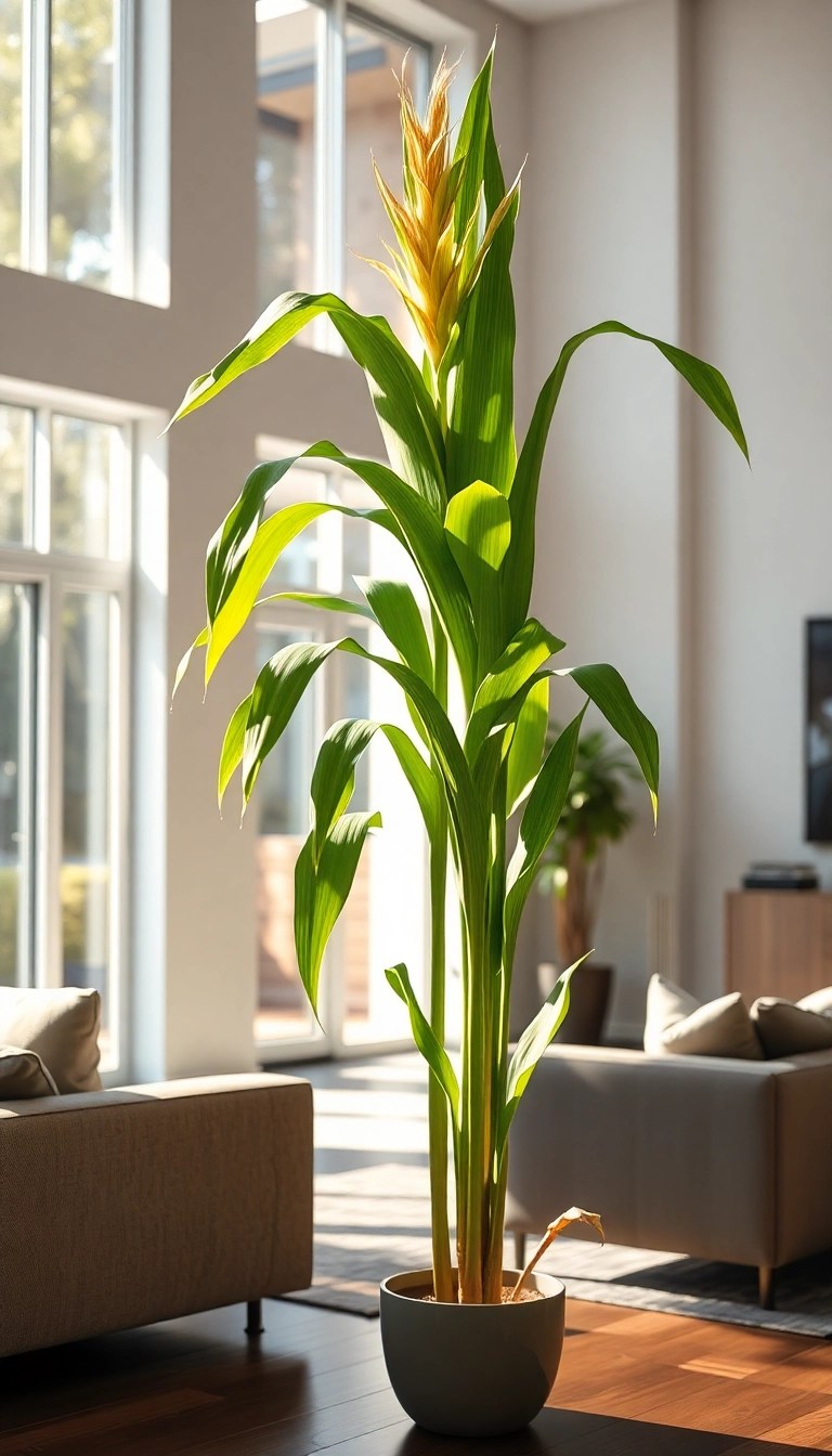 22 Low-Maintenance Indoor Plants That Will Purify Your Air (You’ll Love #11!) - 15. Corn Plant (Dracaena fragrans)