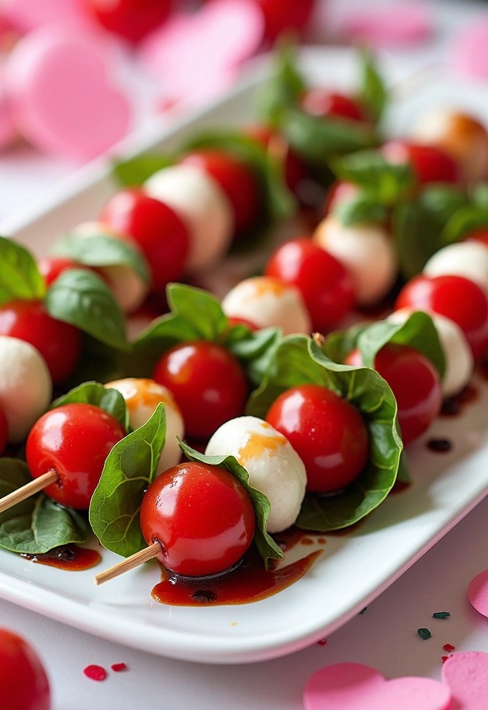 11 Delicious Dinner Recipes for a Girls Gathering This Galentine's Day! - 2. Mini Caprese Skewers