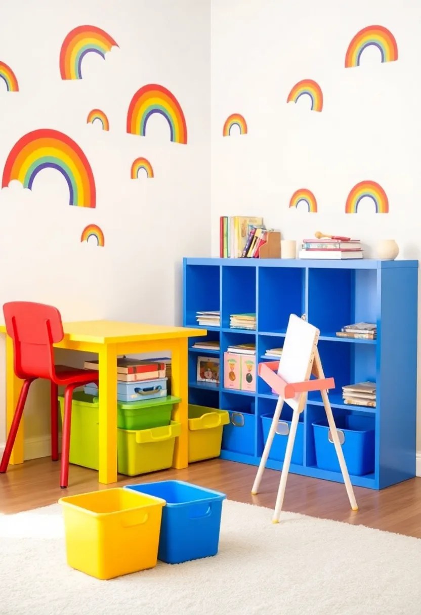 15 Playful Toddler Study Area Designs That Encourage Creativity (Don't Miss #3!) - 1. Rainbow Inspiration
