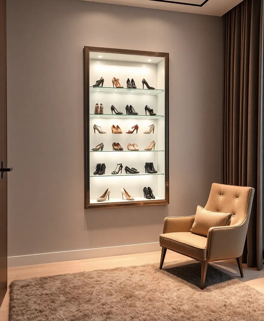 16 Wall-Mounted Shoe Racks That Make a Bold Decor Statement (And Save Space!) - 5. Elegant Glass Display Case