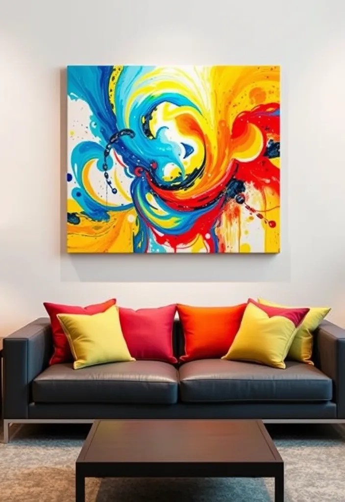 21 DIY Wall Art Projects for Your Living Room That Are Budget-Friendly and Beautiful! - 1. Colorful Abstract Canvas