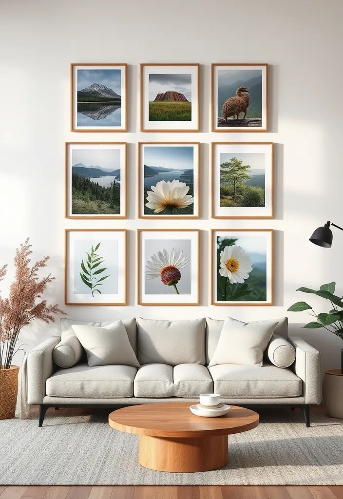 21 DIY Wall Art Projects for Your Living Room That Are Budget-Friendly and Beautiful! - 17. Framed Nature Photographs