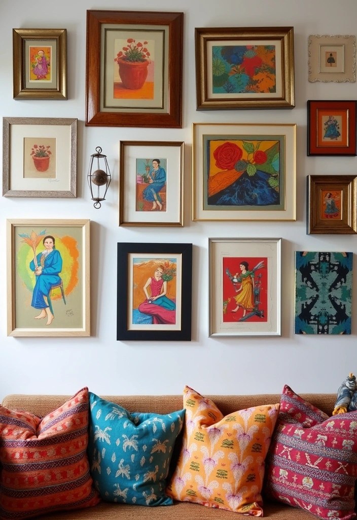 12 Boho Wall Decor Ideas for Home That'll Make You Feel Like You're in a Gallery (#3 Is a Must-See!) - 3. Gallery Wall of Eclectic Art