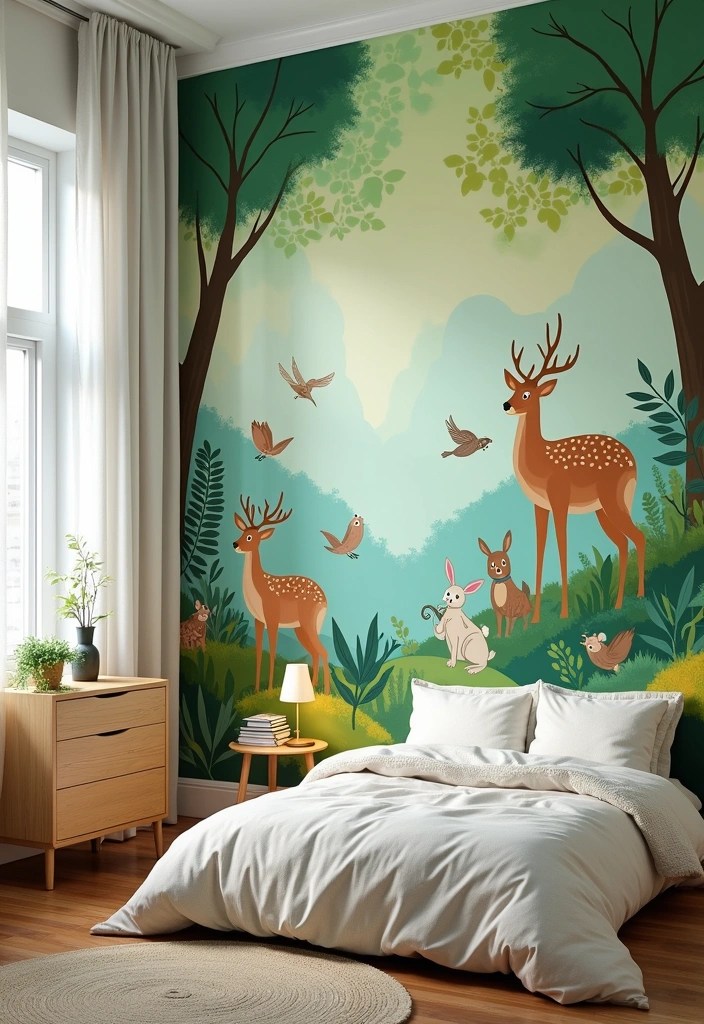 12 Eco-Friendly Kids Room Wall Decoration Ideas That Are Adorable and Sustainable (Don't Miss #6!) - 1. Nature-Themed Wall Mural