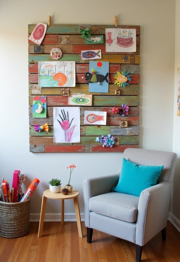 12 Eco-Friendly Kids Room Wall Decoration Ideas That Are Adorable and Sustainable (Don't Miss #6!) - 10. Kids' Art Display Board