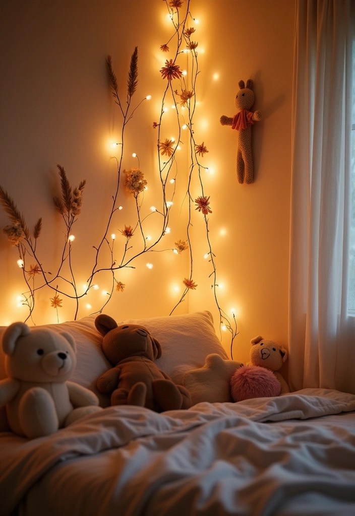 12 Eco-Friendly Kids Room Wall Decoration Ideas That Are Adorable and Sustainable (Don't Miss #6!) - 7. Fairy Lights with Natural Elements