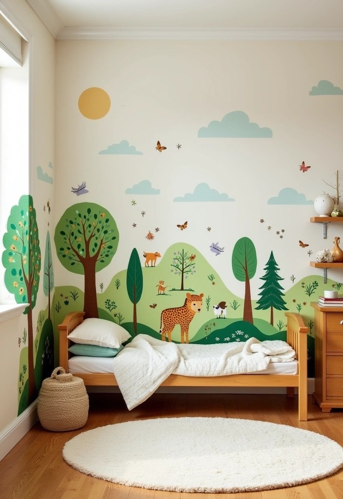 12 Eco-Friendly Kids Room Wall Decoration Ideas That Are Adorable and Sustainable (Don't Miss #6!) - 9. Nature-Inspired Fabric Wall Decals