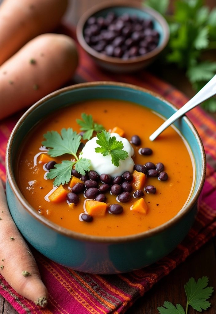 12 Low-Calorie Soup Recipes You Can Make in Under 30 Minutes (Healthy and Delicious!) - 10. Sweet Potato and Black Bean Soup