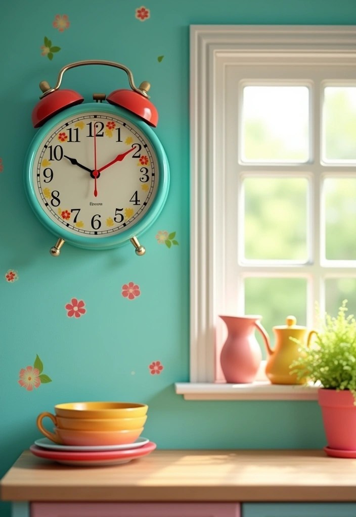 13 Rustic Wall Clocks That Will Bring Cozy Farmhouse Vibes to Your Home! - 10. Colorful Farmhouse Clocks