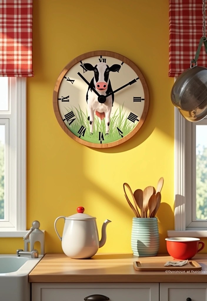 13 Rustic Wall Clocks That Will Bring Cozy Farmhouse Vibes to Your Home! - 6. Whimsical Farm Animal Designs
