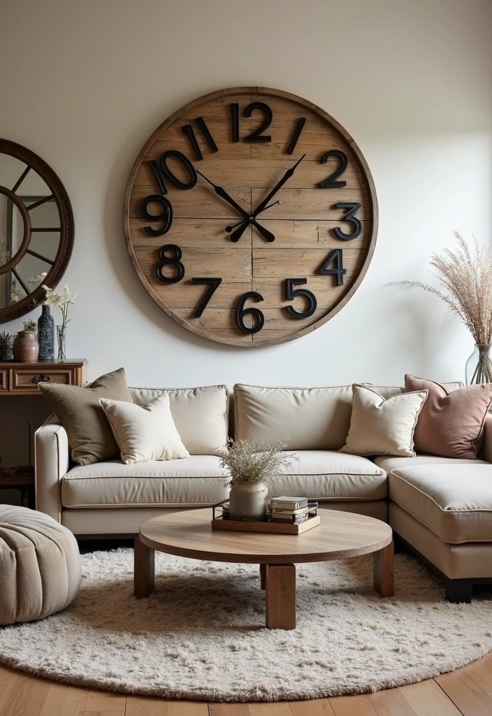 13 Rustic Wall Clocks That Will Bring Cozy Farmhouse Vibes to Your Home! - 7. Large Statement Pieces