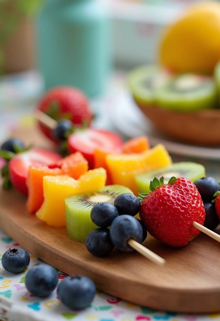 14 DIY Toddler Birthday Snacks That Are a Blast to Make (And Delicious Too!) - 1. Rainbow Fruit Kabobs