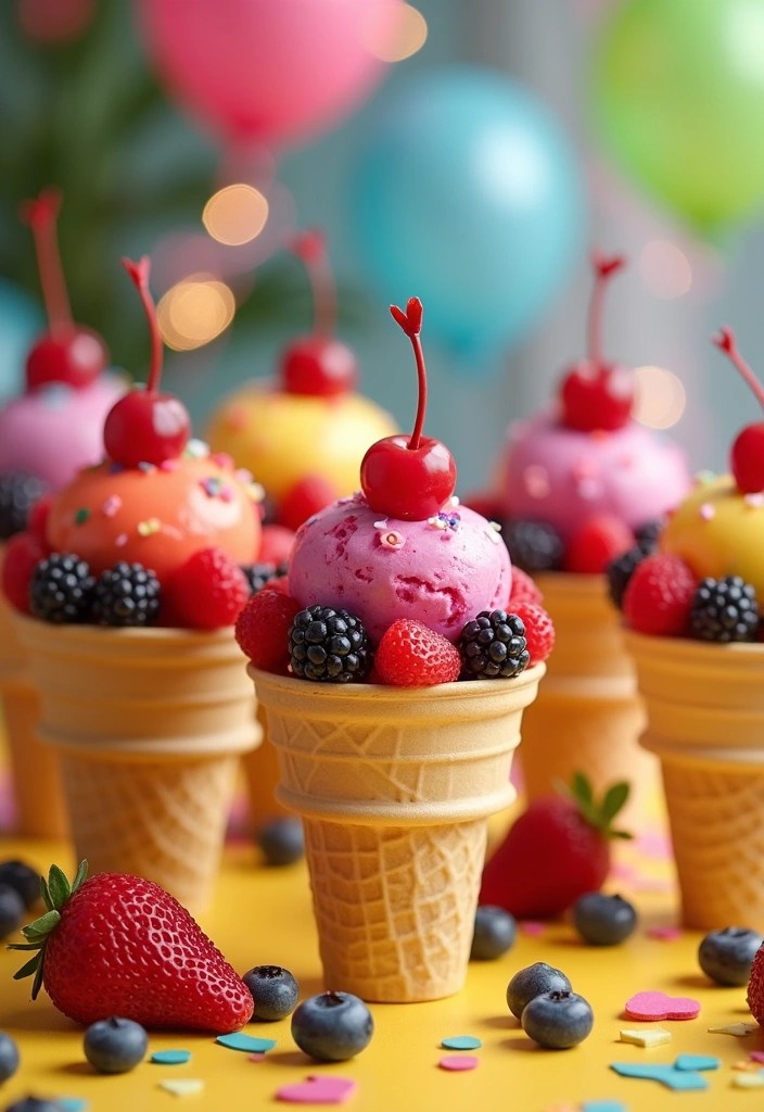 14 DIY Toddler Birthday Snacks That Are a Blast to Make (And Delicious Too!) - 11. Ice Cream Cone Fruit Cups