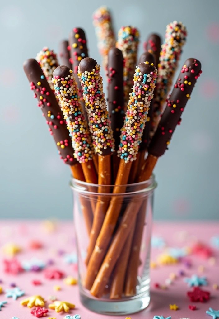 14 DIY Toddler Birthday Snacks That Are a Blast to Make (And Delicious Too!) - 6. Chocolate-Dipped Pretzel Rods