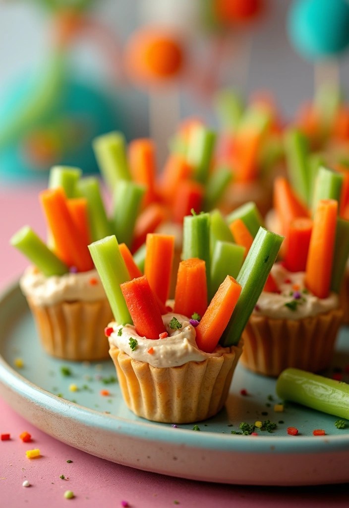 14 DIY Toddler Birthday Snacks That Are a Blast to Make (And Delicious Too!) - 8. Veggie Cups with Hummus