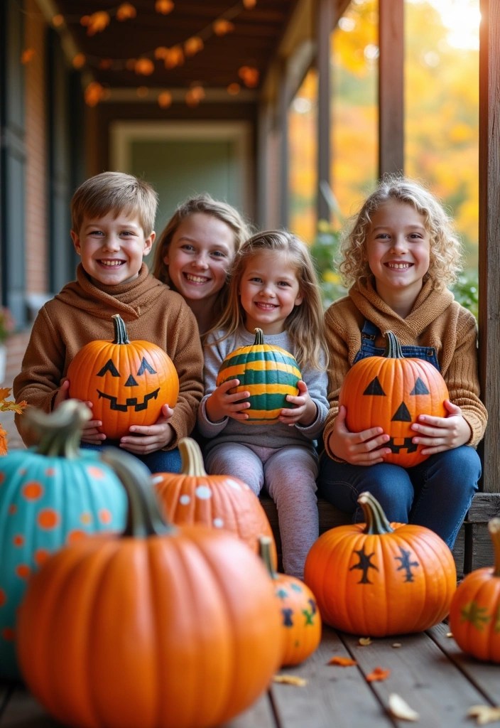 14 Fun Fall Decor Crafts to Do with Your Family (Perfect for All Ages!) - 1. Painted Pumpkin Family