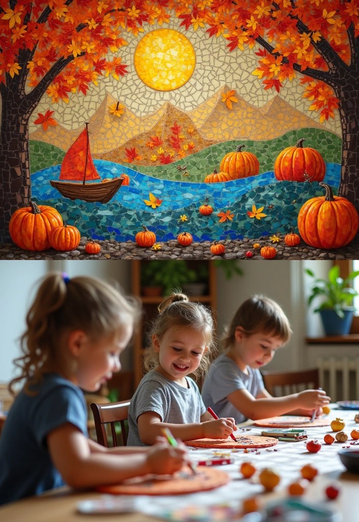 14 Fun Fall Decor Crafts to Do with Your Family (Perfect for All Ages!) - 13. Fall Mosaic Art