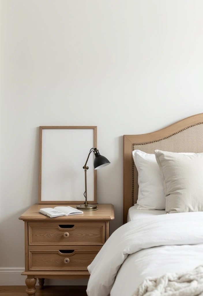 14 Minimalist Bedside Table Ideas That Will Make Your Room Feel Bigger! - 5. Minimalist Art Display