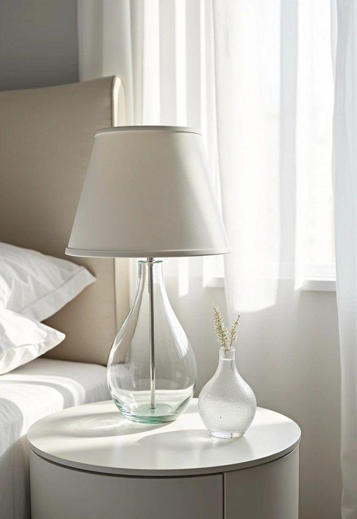 14 Minimalist Bedside Table Ideas That Will Make Your Room Feel Bigger! - 8. Clear Glass Accents