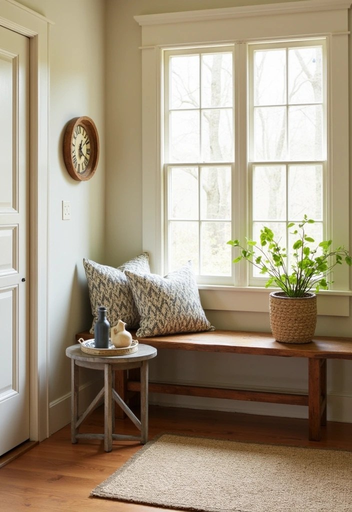 14 Stunning Rustic Entryway Benches That Bring Warmth to Your Home! - 13. Rustic Bench with Side Tables