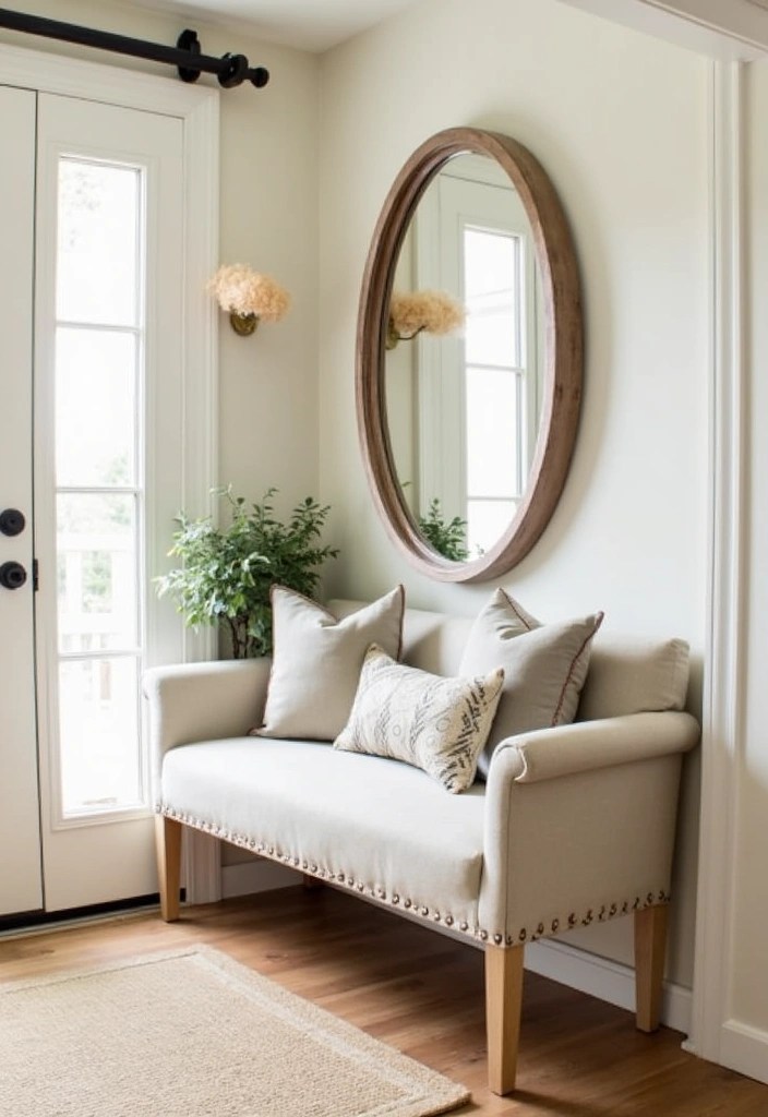 14 Stunning Rustic Entryway Benches That Bring Warmth to Your Home! - 3. Upholstered Rustic Bench