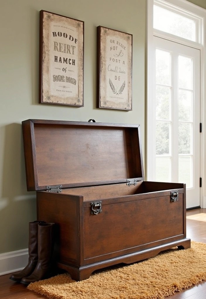 14 Stunning Rustic Entryway Benches That Bring Warmth to Your Home! - 4. Vintage Chest Bench