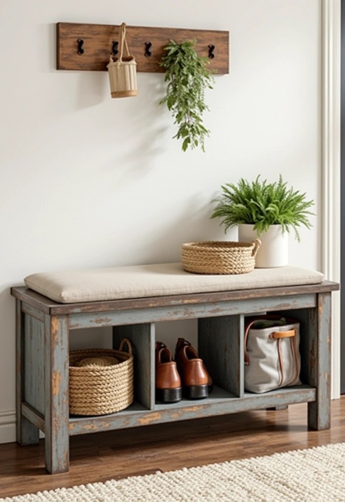 14 Stunning Rustic Entryway Benches That Bring Warmth to Your Home! - 7. Rustic Storage Bench