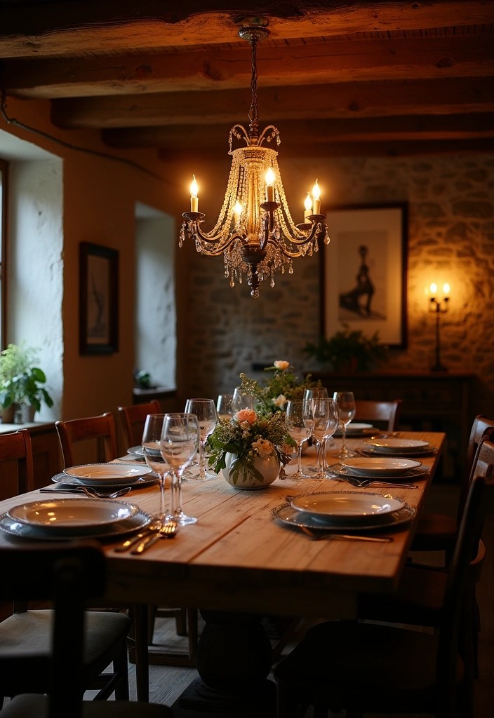 16 Rustic Tablescapes for Home That Capture the Heart of Farmhouse Living! - 14. Statement Lighting Fixtures