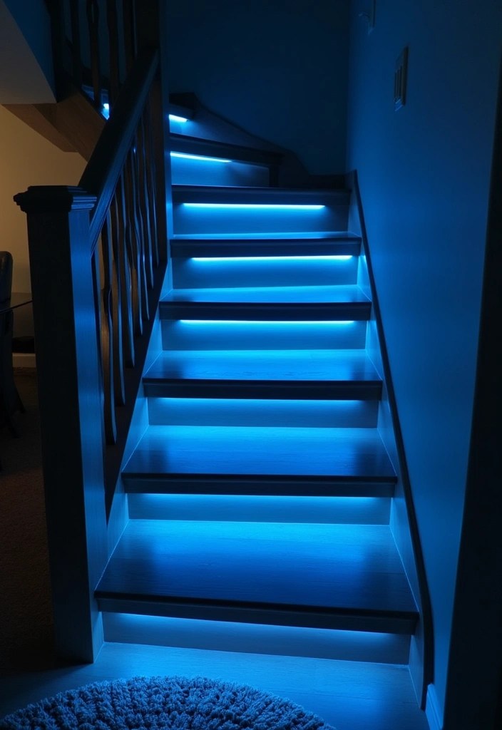 16 Staircase Lighting Ideas That Will Create a Magical Atmosphere (You’ll Love #4!) - 1. Understep LED Strips