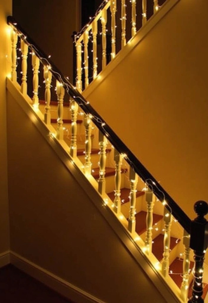 16 Staircase Lighting Ideas That Will Create a Magical Atmosphere (You’ll Love #4!) - 13. String Lights