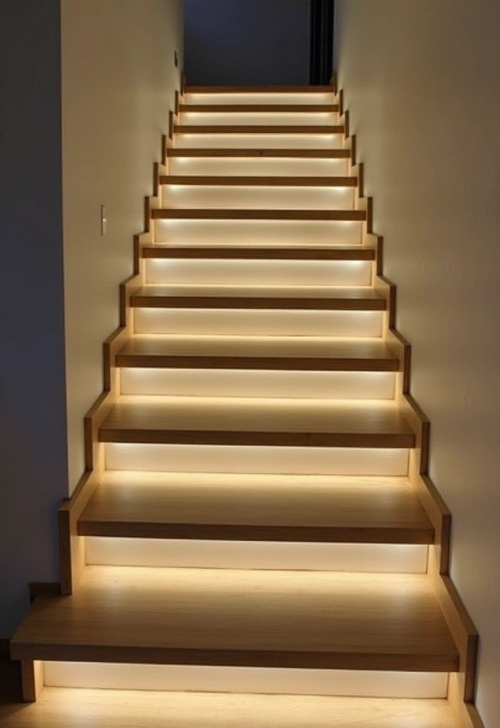 16 Staircase Lighting Ideas That Will Create a Magical Atmosphere (You’ll Love #4!) - 14. Skirt Lighting