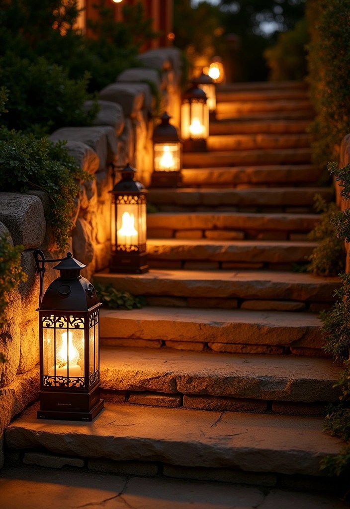 16 Staircase Lighting Ideas That Will Create a Magical Atmosphere (You’ll Love #4!) - 16. Outdoor-Style Lighting