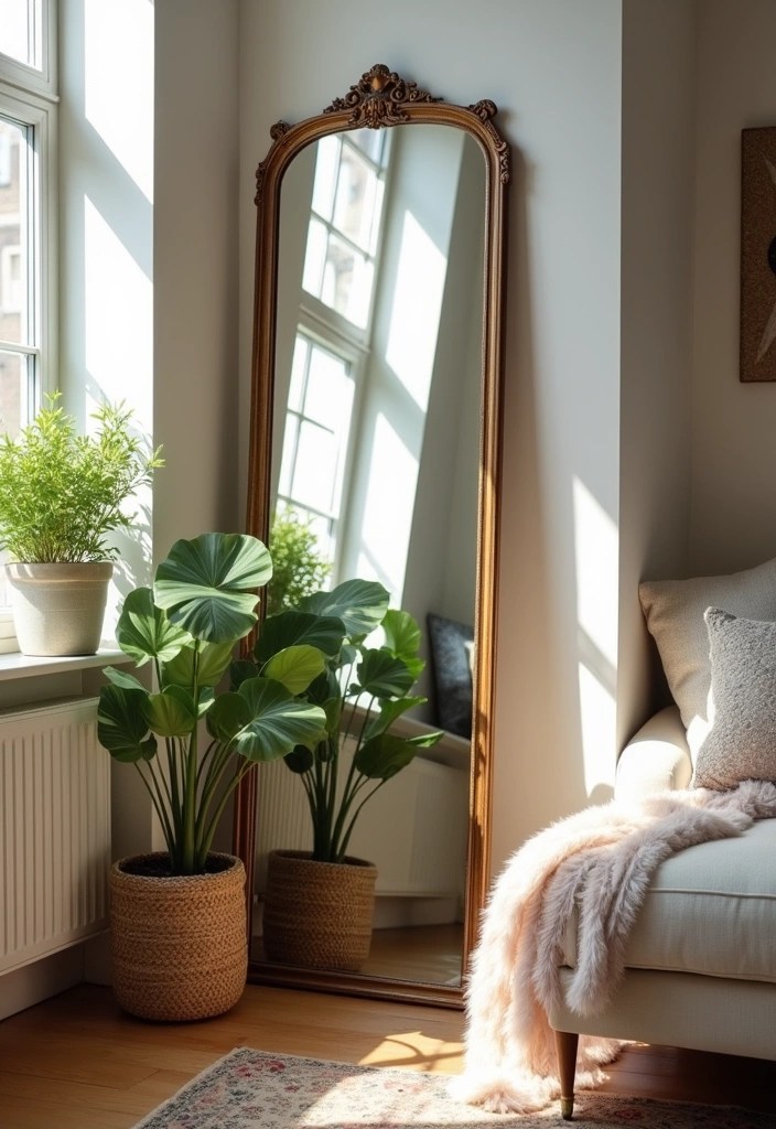 17 Bohemian Mirror Ideas That Will Bring a Touch of Whimsy to Your Space! - 12. Floor Mirrors for Spaciousness