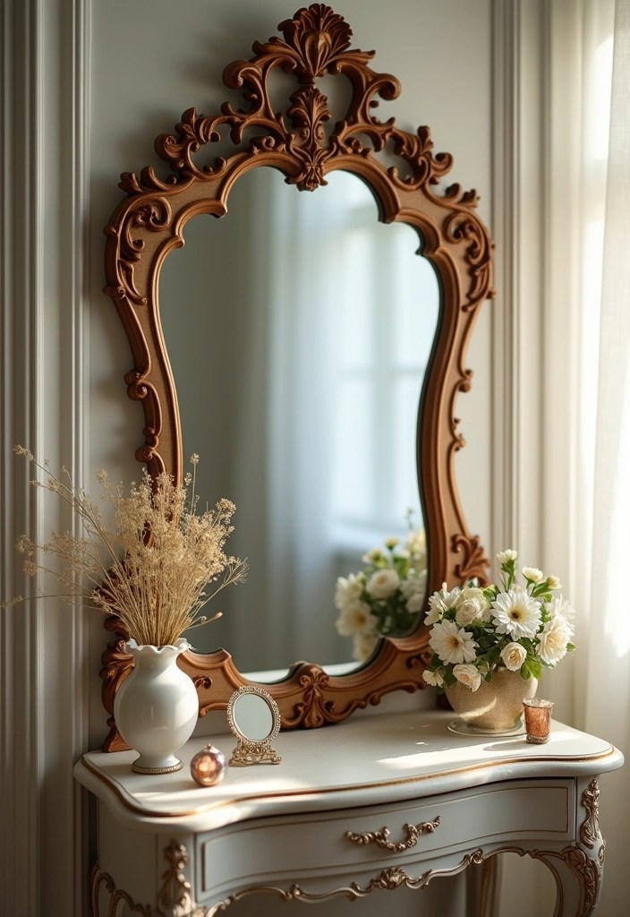 17 Bohemian Mirror Ideas That Will Bring a Touch of Whimsy to Your Space! - 8. Vintage Frame Mirrors for a Romantic Touch
