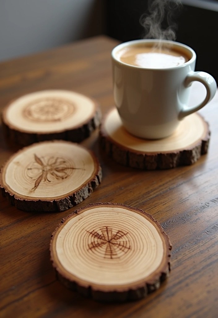18 DIY Home Decor Items That Will Impress Your Guests (And Your Wallet!) - 7. Rustic Wood Slice Coasters