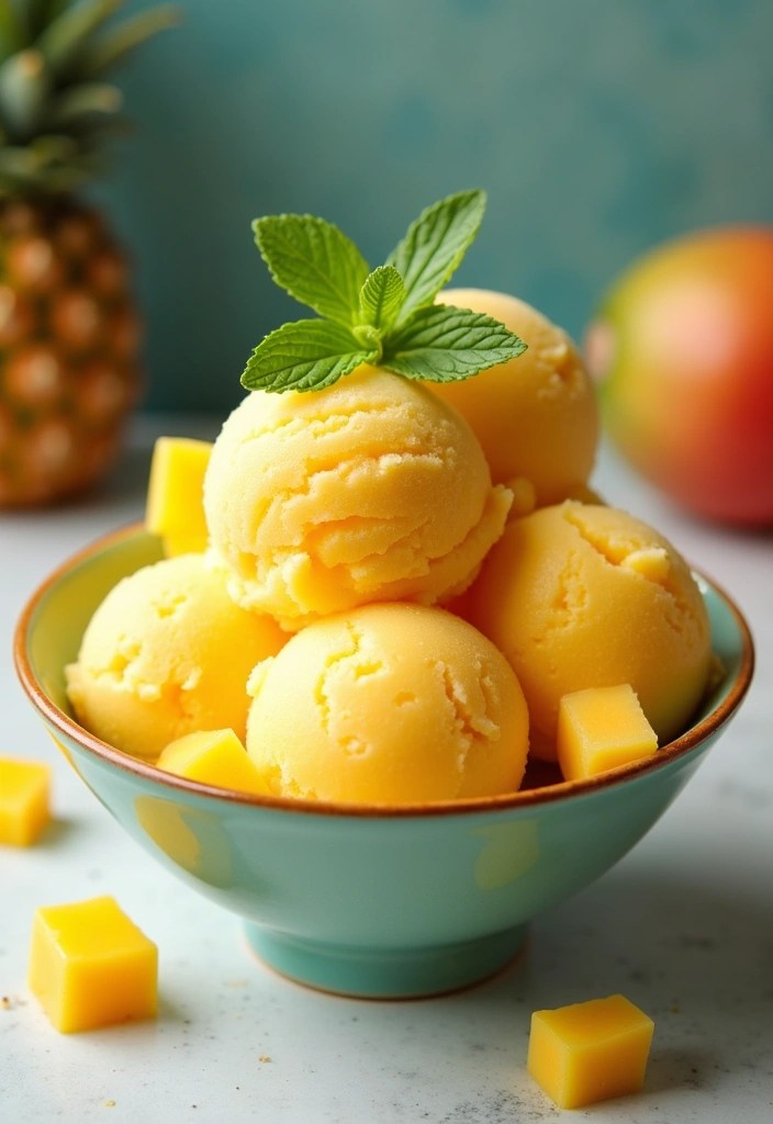 9 Kid-Friendly Ice Cream Recipes Without Sugar to Make Together! - 6. Mango Pineapple Sorbet