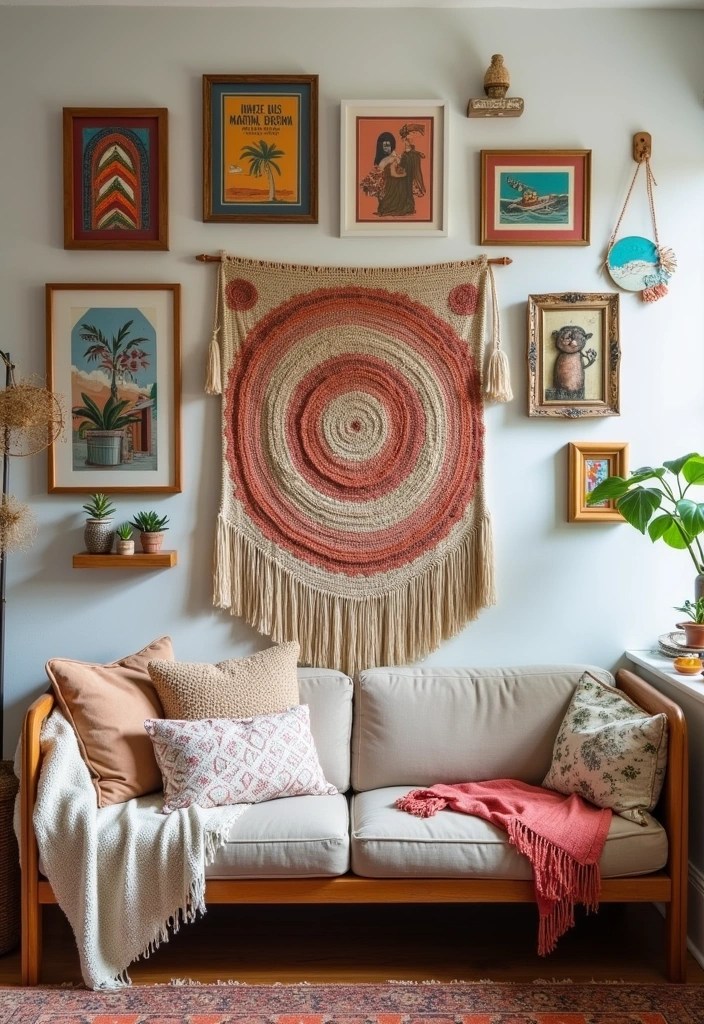 Boho Living Room Ideas That Will Make You Swoon (Explore the Magic of #1!) - 2. Eclectic Art Displays