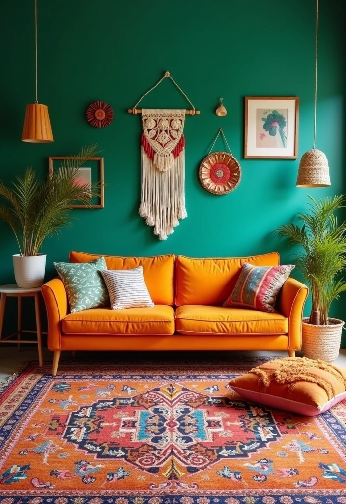 Boho Living Room Ideas That Will Make You Swoon (Explore the Magic of #1!) - 5. Bold Color Palettes