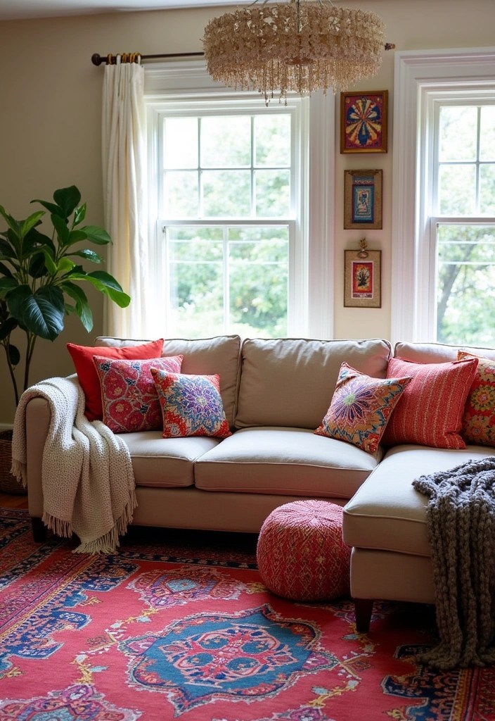 Boho Living Room Ideas That Will Make You Swoon (Explore the Magic of #1!) - 8. Mixing Patterns and Textures