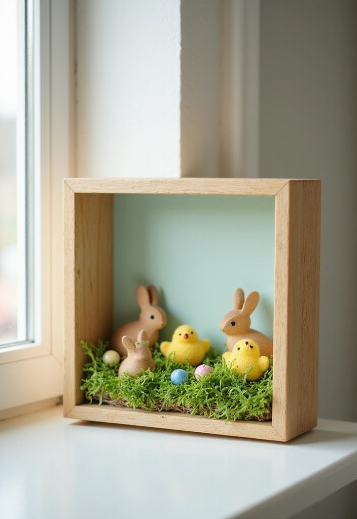 10 Adorable Easter Wood Craft Ideas That Will Hop Right into Your Heart! - 5. Playful Bunny and Chick Shadow Boxes