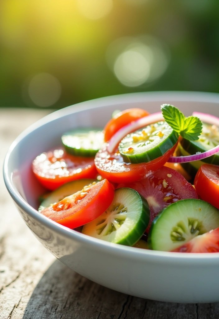 10 Easy Seasonal Healthy Recipes That Celebrate Fresh Ingredients (Don’t Miss #2!) - 9. Simple Cucumber and Tomato Salad