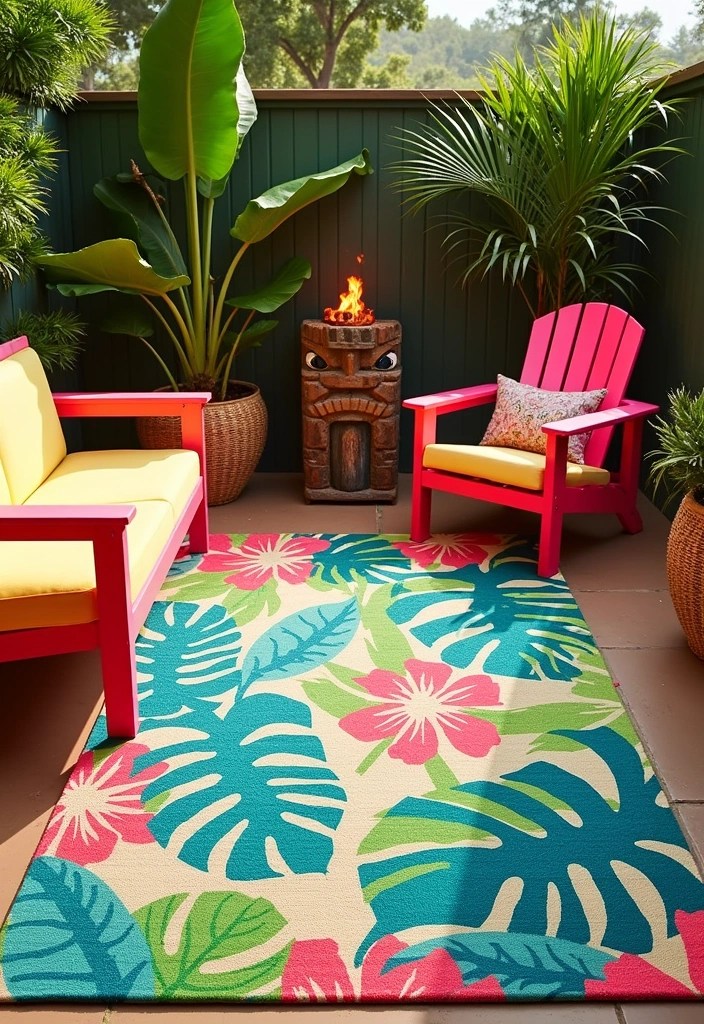 10 Outdoor Rugs That Will Transform Your Patio into a Stylish Oasis! - 5. Tropical Paradise: Bold Colors and Exotic Prints
