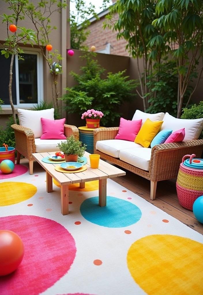 10 Outdoor Rugs That Will Transform Your Patio into a Stylish Oasis! - 7. Bright and Playful: Fun Patterns for Family Spaces